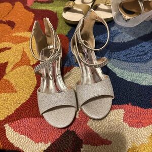 J.Renee Silver Dress Sandals with Stiletto Heel